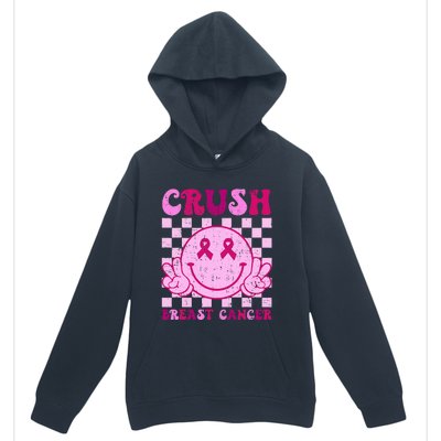 Crush Breast Cancer Awareness Groovy Retro Smile Face Urban Pullover Hoodie