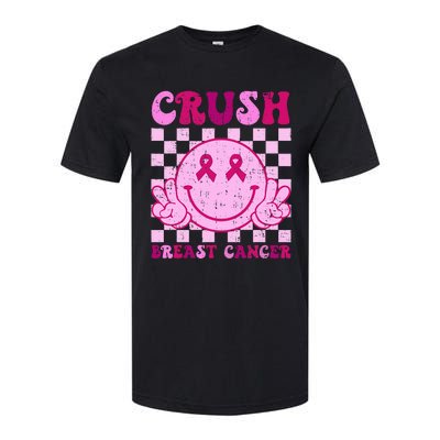 Crush Breast Cancer Awareness Groovy Retro Smile Face Softstyle CVC T-Shirt