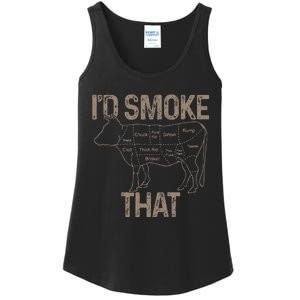 Chef Butcher Cook BBQ Id Smoke That Cow Beef Funny Gift Ladies Essential Tank