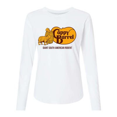 Cappy Barrel; Capybara Campaign Store Logo Womens Cotton Relaxed Long Sleeve T-Shirt