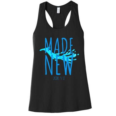 Christian Baptism Christian Bible Bible Verse Made New Women's Racerback Tank