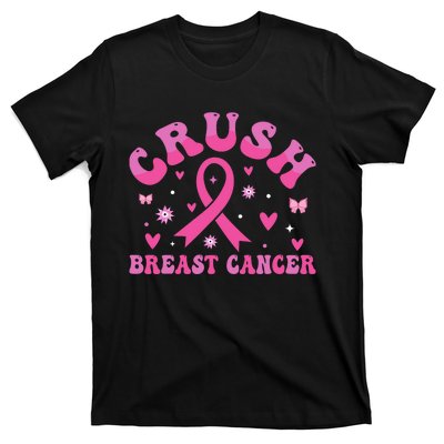 Crush Breast Cancer Awareness Bling Pink Ribbon T-Shirt