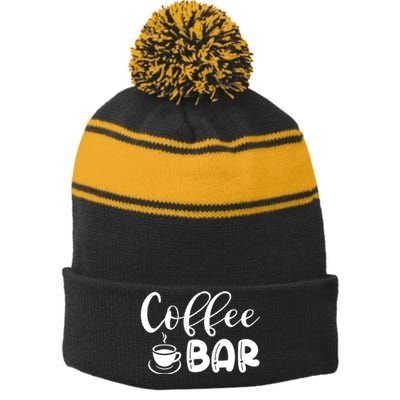 Coffee Bar Stripe Pom Pom Beanie