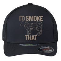 Chef Butcher Cook BBQ I'd Smoke That Cow Beef Flexfit Unipanel Trucker Cap