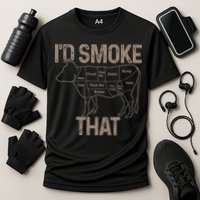 Chef Butcher Cook BBQ I'd Smoke That Cow Beef Cooling Performance Crew T-Shirt