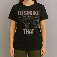 Chef Butcher Cook BBQ I'd Smoke That Cow Beef T-Shirt