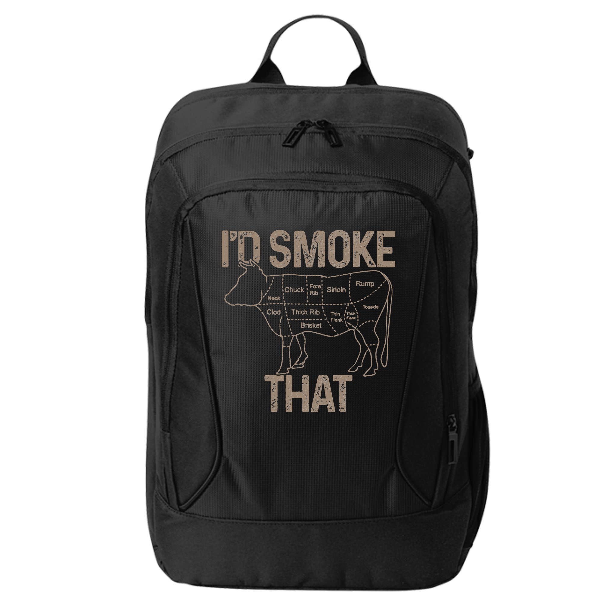 Chef Butcher Cook BBQ I'd Smoke That Cow Beef City Backpack