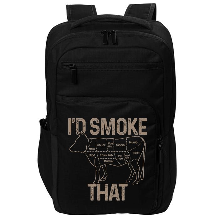 Chef Butcher Cook BBQ I'd Smoke That Cow Beef Impact Tech Backpack