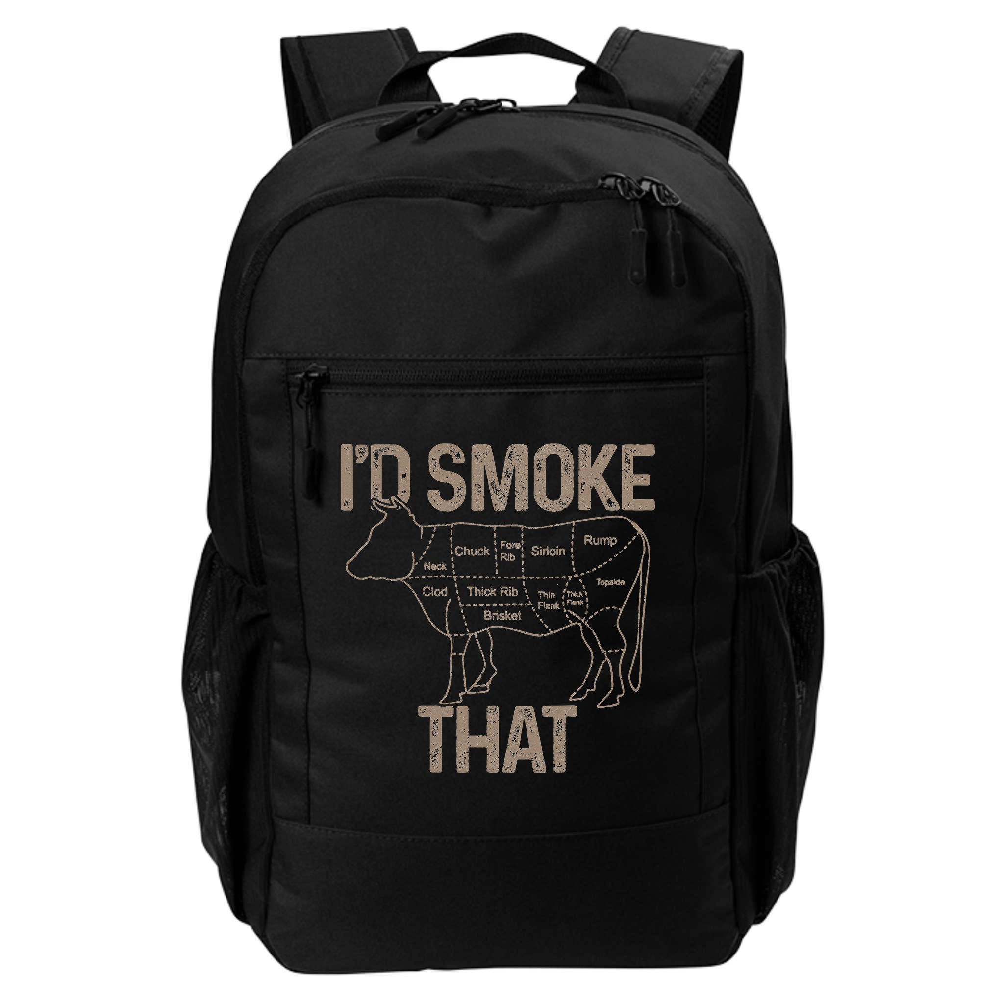 Chef Butcher Cook BBQ I'd Smoke That Cow Beef Backpack