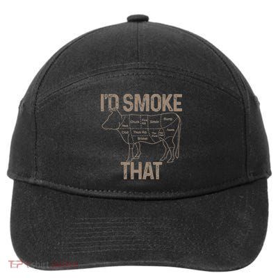 Chef Butcher Cook BBQ I'd Smoke That Cow Beef 7-Panel Snapback Hat