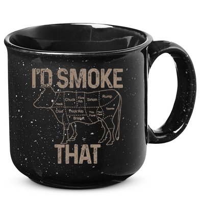 Chef Butcher Cook BBQ I'd Smoke That Cow Beef 15oz Campfire Ceramic Mug