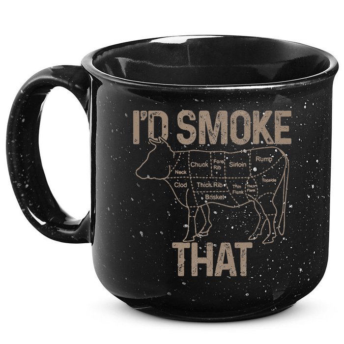 Chef Butcher Cook BBQ I'd Smoke That Cow Beef 15oz Campfire Ceramic Mug