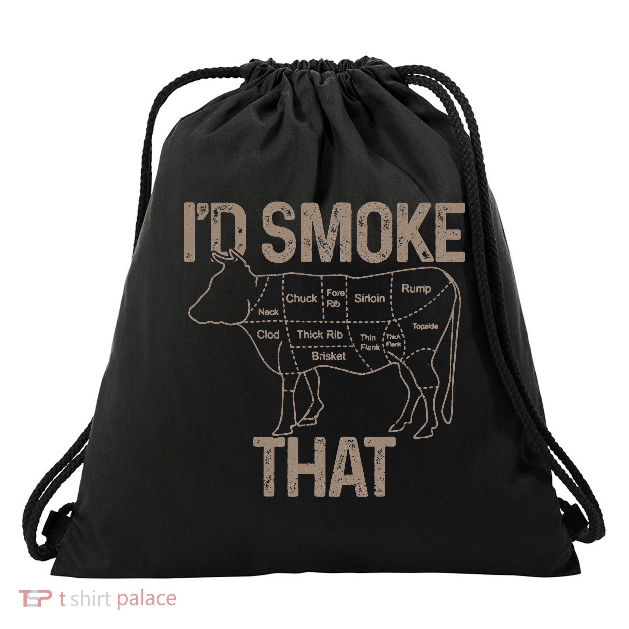 Chef Butcher Cook BBQ I'd Smoke That Cow Beef Drawstring Bag