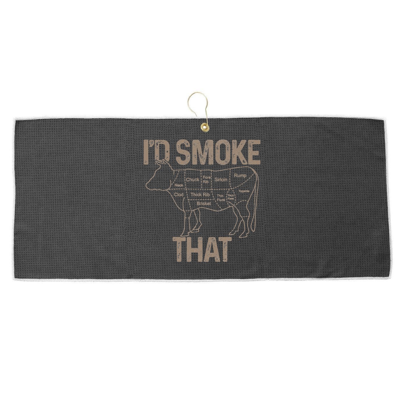 Chef Butcher Cook BBQ I'd Smoke That Cow Beef Large Microfiber Waffle Golf Towel