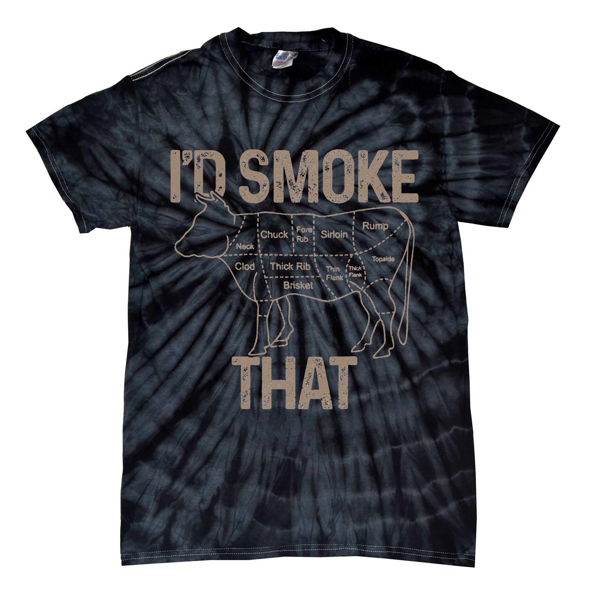 Chef Butcher Cook BBQ I'd Smoke That Cow Beef Tie-Dye T-Shirt