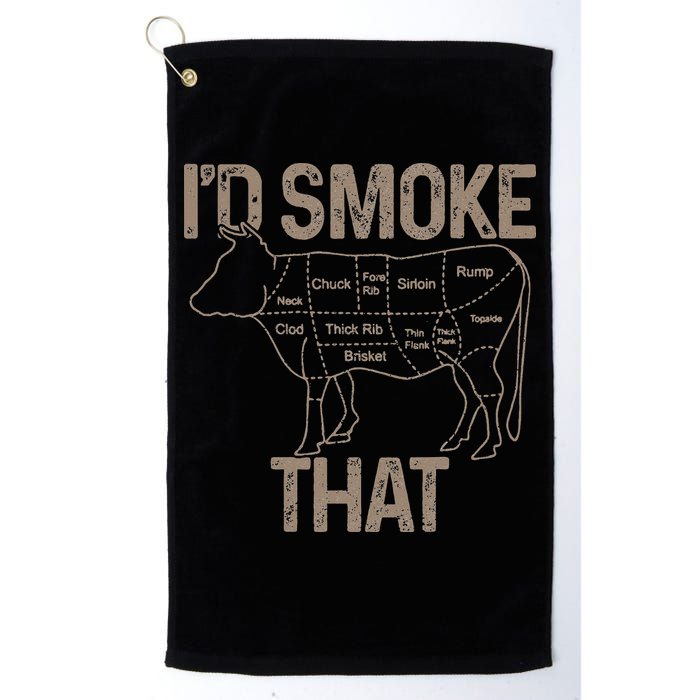 Chef Butcher Cook BBQ I'd Smoke That Cow Beef Golf Towel