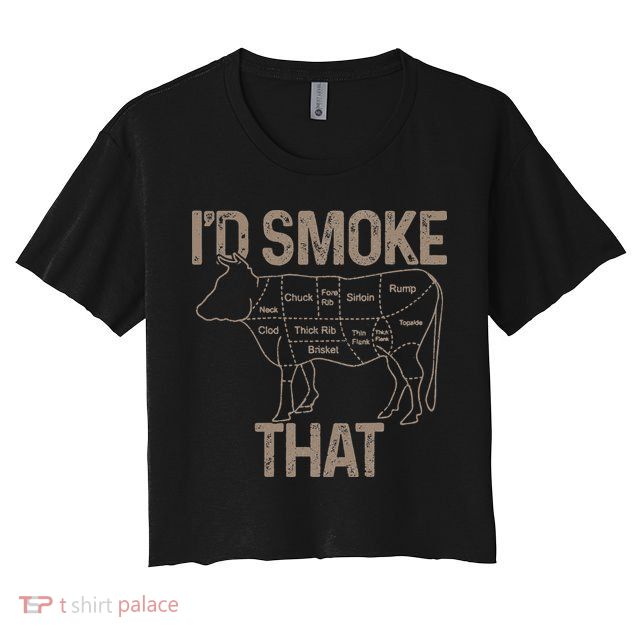 Chef Butcher Cook BBQ I'd Smoke That Cow Beef Crop Top