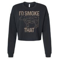 Chef Butcher Cook BBQ I'd Smoke That Cow Beef Cropped Pullover Crew