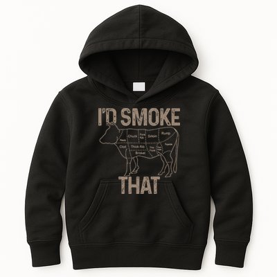 Chef Butcher Cook BBQ I'd Smoke That Cow Beef Kids Hoodie