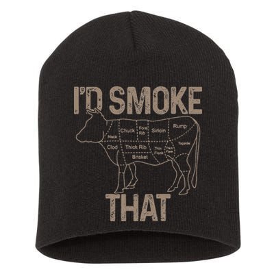 Chef Butcher Cook BBQ I'd Smoke That Cow Beef Short Acrylic Beanie