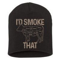 Chef Butcher Cook BBQ I'd Smoke That Cow Beef Short Acrylic Beanie