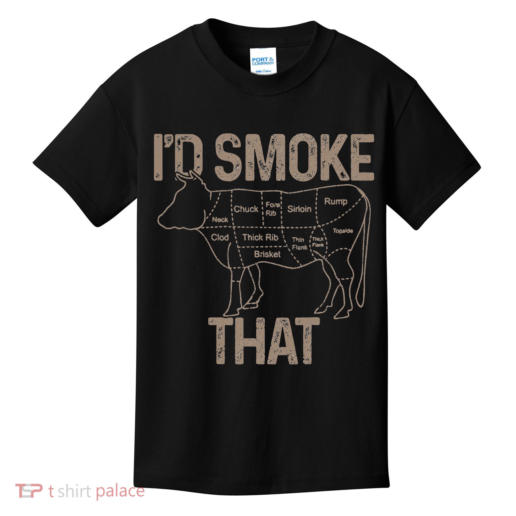 Chef Butcher Cook BBQ I'd Smoke That Cow Beef Kids T-Shirt