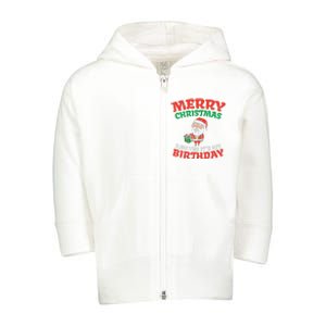 Christmas Birthday Celebration Toddler Zip Fleece Hoodie