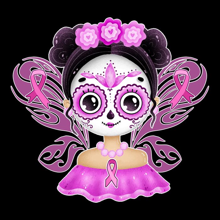 Cute Breast Cancer Awareness Sugar Skull Girl Bucket Hat