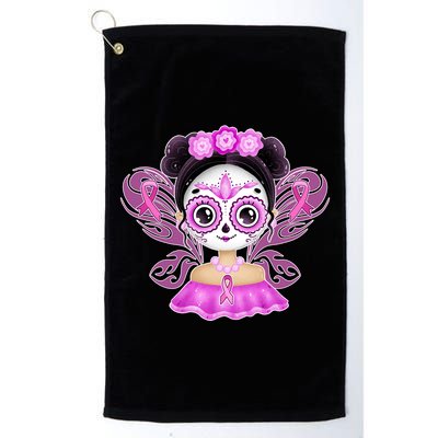 Cute Breast Cancer Awareness Sugar Skull Girl Golf Towel