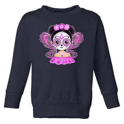 Cute Breast Cancer Awareness Sugar Skull Girl Toddler Sweatshirt