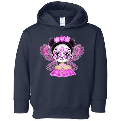 Cute Breast Cancer Awareness Sugar Skull Girl Toddler Hoodie