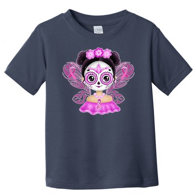 Cute Breast Cancer Awareness Sugar Skull Girl Toddler T-Shirt