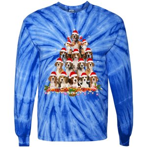 Cute Beagles Christmas Tree Dog Santa Xmas Tee Funny Pajamas Gift Tie-Dye Long Sleeve Shirt