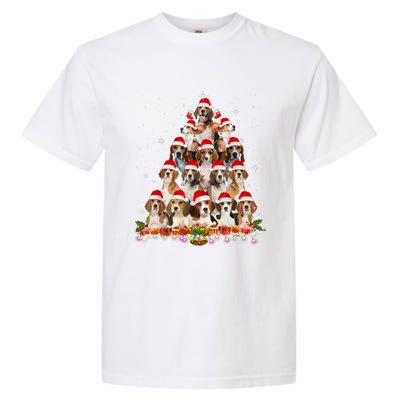 Cute Beagles Christmas Tree Dog Santa Xmas Tee Funny Pajamas Gift Garment-Dyed Heavyweight T-Shirt