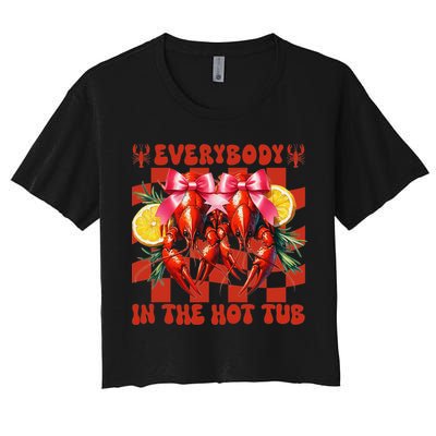 Crawfish Boil Coquette Everybody In Hot Tub Cajun Seafood Women's Crop Top Tee