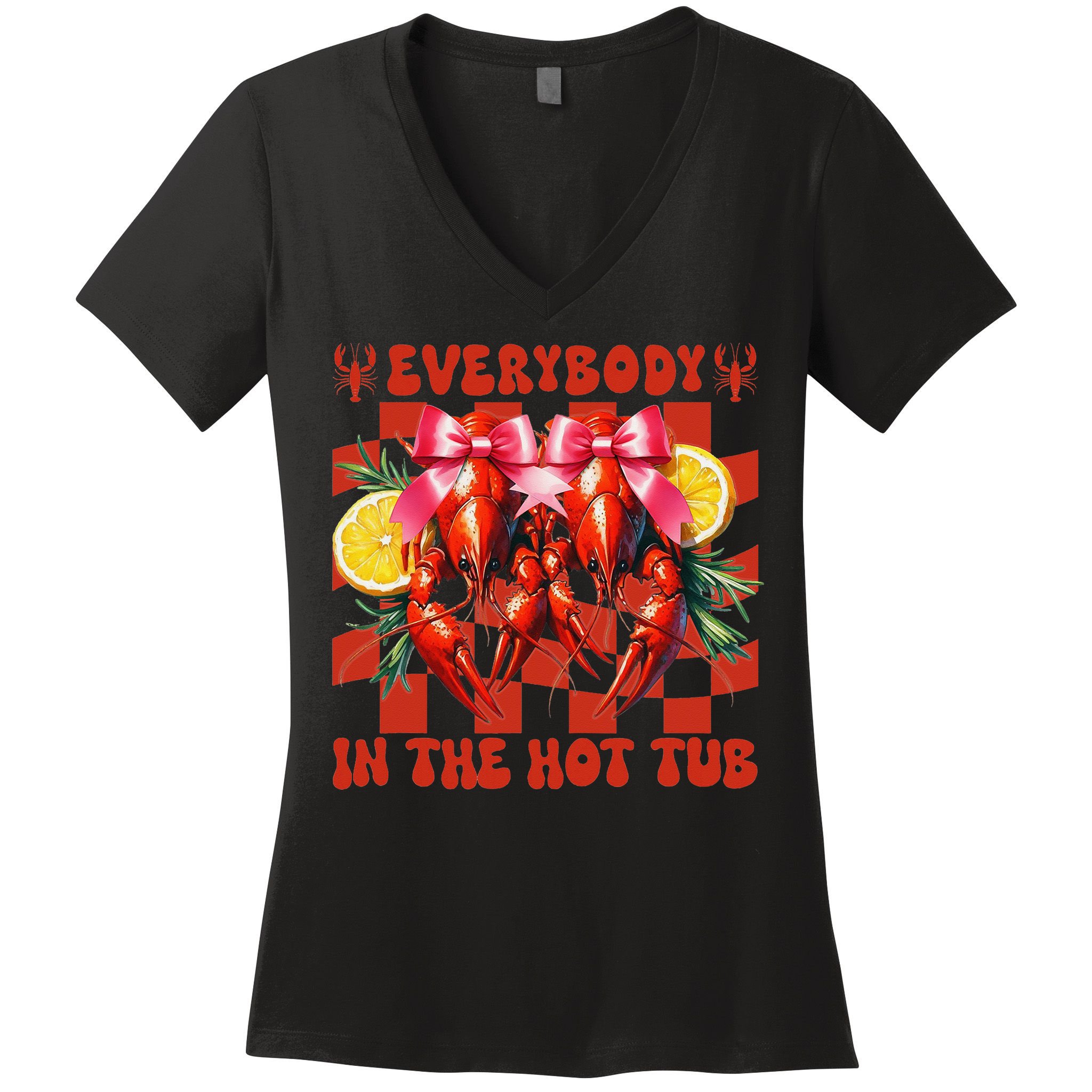 Crawfish Boil Coquette Everybody In Hot Tub Cajun Seafood Women's V-Neck T-Shirt