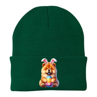 Cute Bunny Chow Chow Dog Easter Hug Eggs Easter Day Knit Cap Winter Beanie