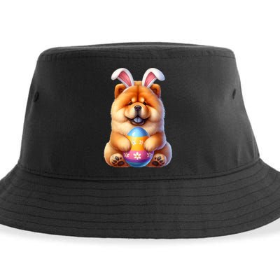 Cute Bunny Chow Chow Dog Easter Hug Eggs Easter Day Sustainable Bucket Hat