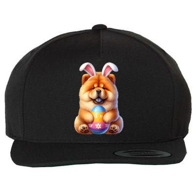 Cute Bunny Chow Chow Dog Easter Hug Eggs Easter Day Wool Snapback Cap