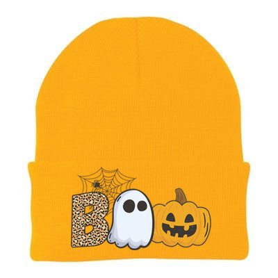 Cute But Creepy Ghost Boo Pumpkin Leopard Halloween Cute Gift Knit Cap Winter Beanie