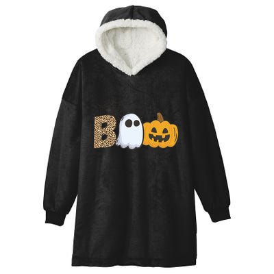 Cute But Creepy Ghost Boo Pumpkin Leopard Halloween Cute Gift Hooded Wearable Blanket