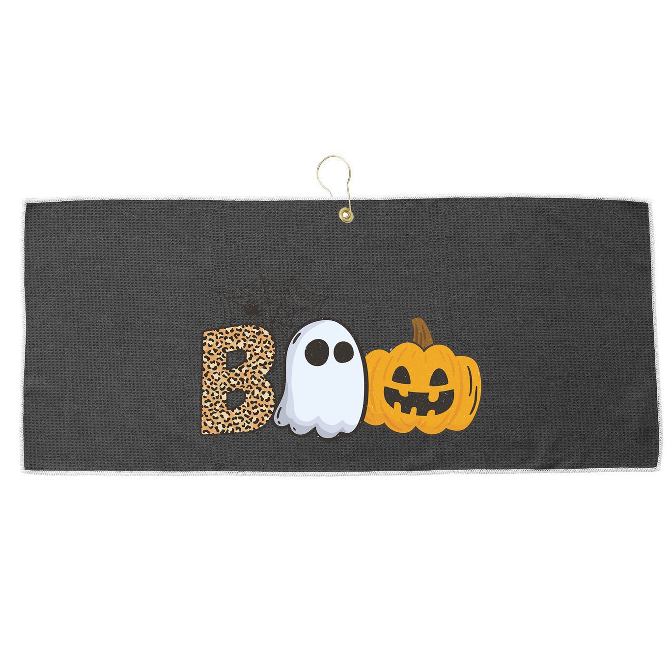 Cute But Creepy Ghost Boo Pumpkin Leopard Halloween Cute Gift Large Microfiber Waffle Golf Towel