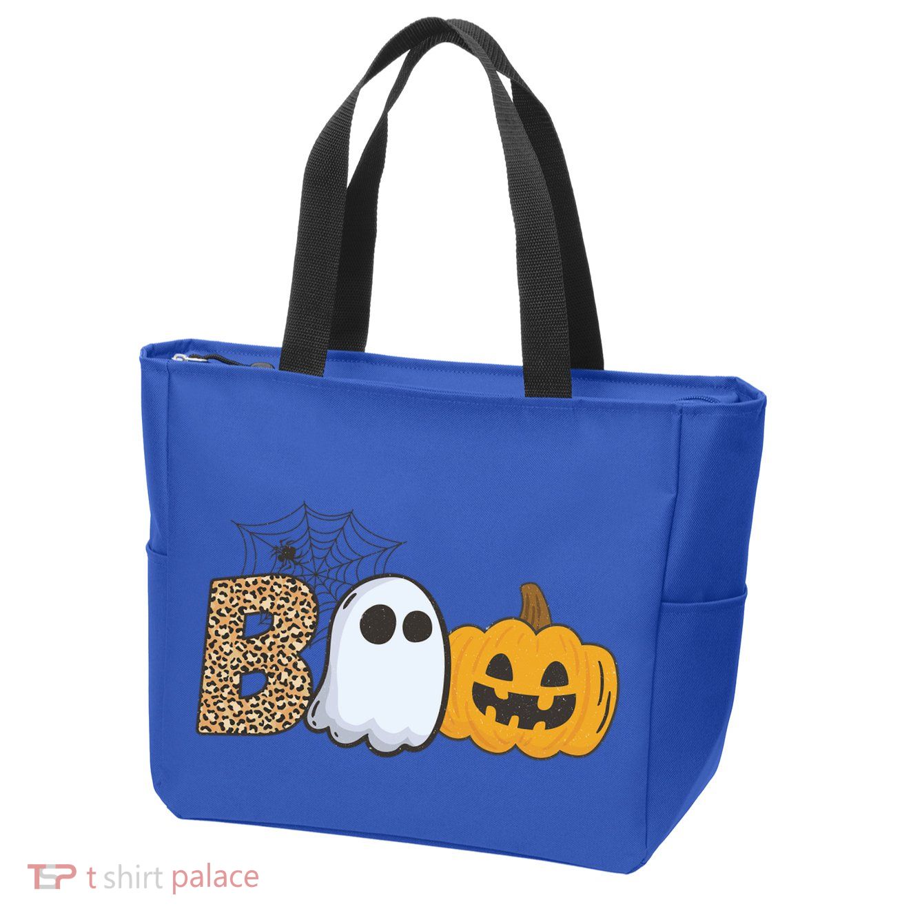 Cute But Creepy Ghost Boo Pumpkin Leopard Halloween Cute Gift Zip Tote Bag