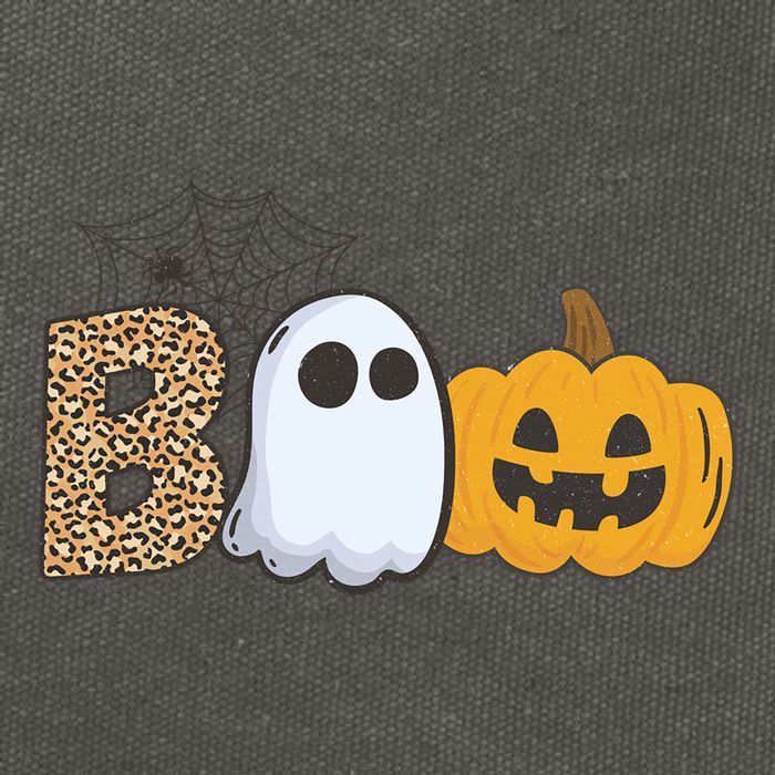 Cute But Creepy Ghost Boo Pumpkin Leopard Halloween Cute Gift Cotton Canvas Backpack