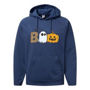 Cute But Creepy Ghost Boo Pumpkin Leopard Halloween Cute Gift Performance Fleece Hoodie