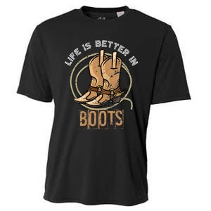 Cowboy Boots Country Cowboy Rodeo Men Gift Western Cowboy Cooling Performance Crew T-Shirt