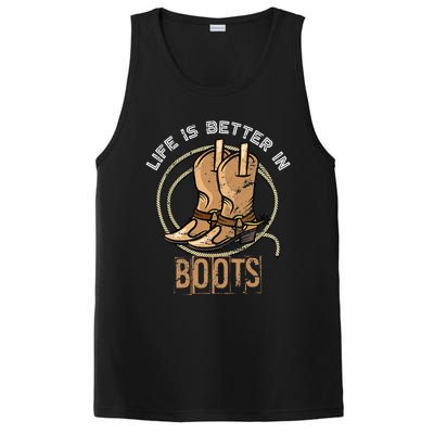 Cowboy Boots Country Cowboy Rodeo Men Gift Western Cowboy PosiCharge Competitor Tank