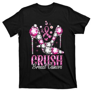 Crush Breast Cancer Pink Bling High Heels Ribbon T-Shirt