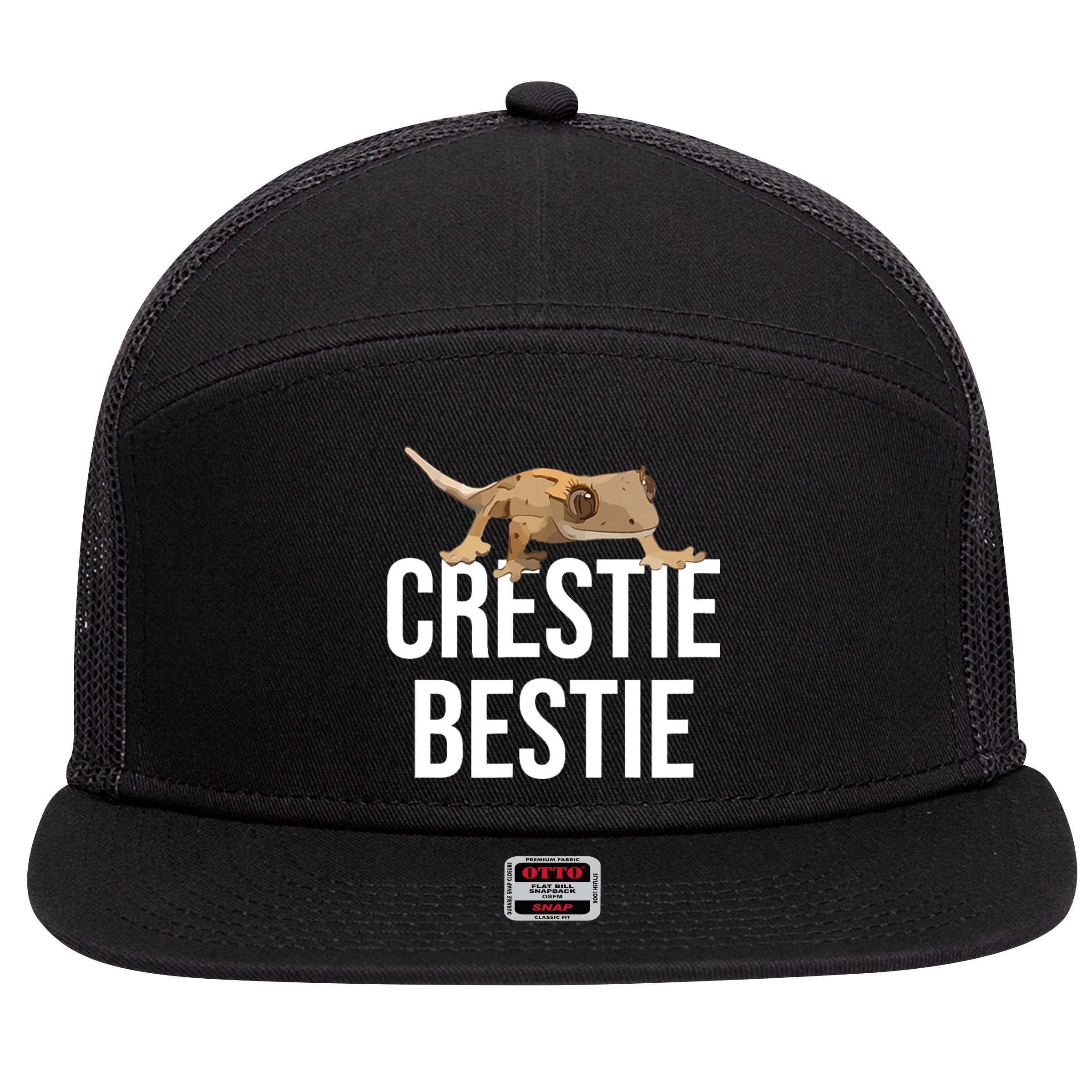 Crestie Bestie Crested Gecko Reptile Lizard Pet Lover Gift TShirt 7 Panel Mesh Trucker Snapback Hat