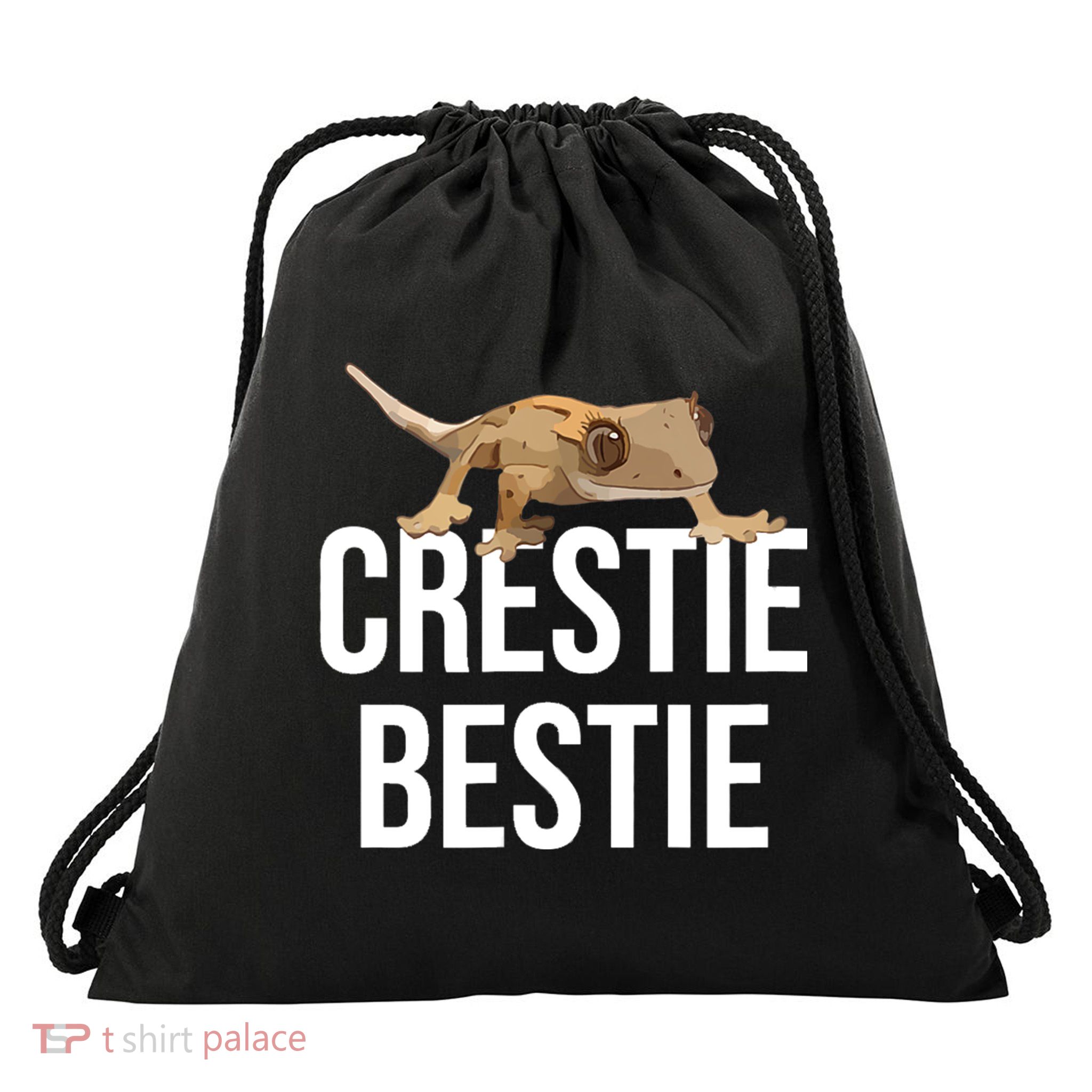 Crestie Bestie Crested Gecko Reptile Lizard Pet Lover Gift TShirt Drawstring Bag